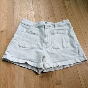 Madewell Denim Emmett Patch Pocket Shorts White Size 30 High Rise Utility EUC